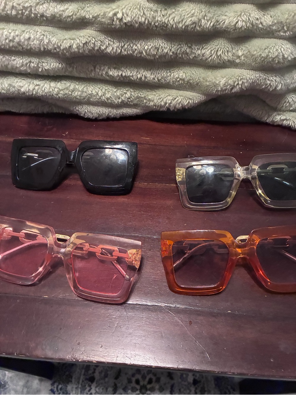 Square Frame Fashion Sunglasses - Black, Clear, Pink, Amber